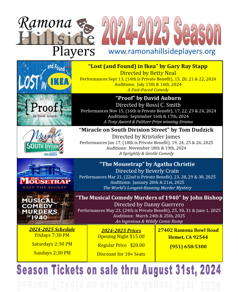 Ramona Hillside Players – Website for the Ramona Hillside Playhouse